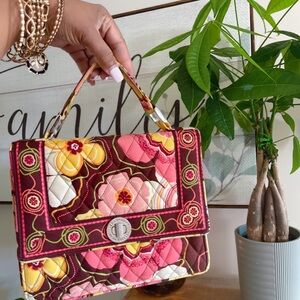Vera Bradley Pink and Brown Satchel Bag